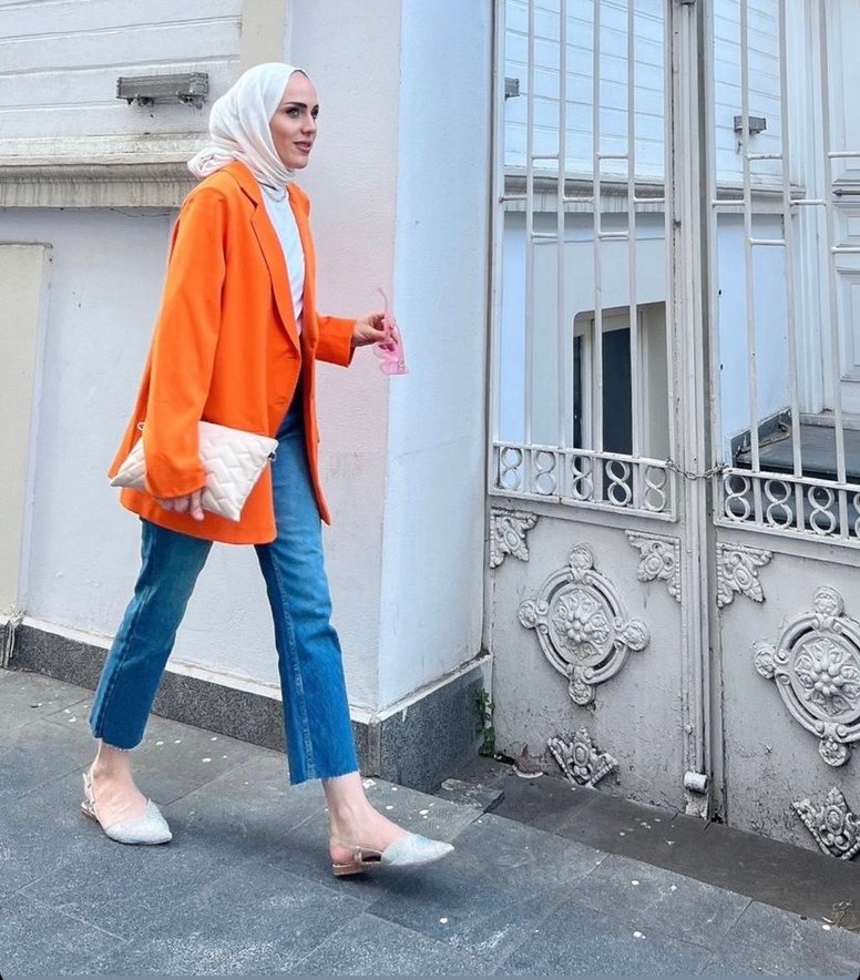 Turuncu Denim Kadın Blazer Ceket - Görsel 2