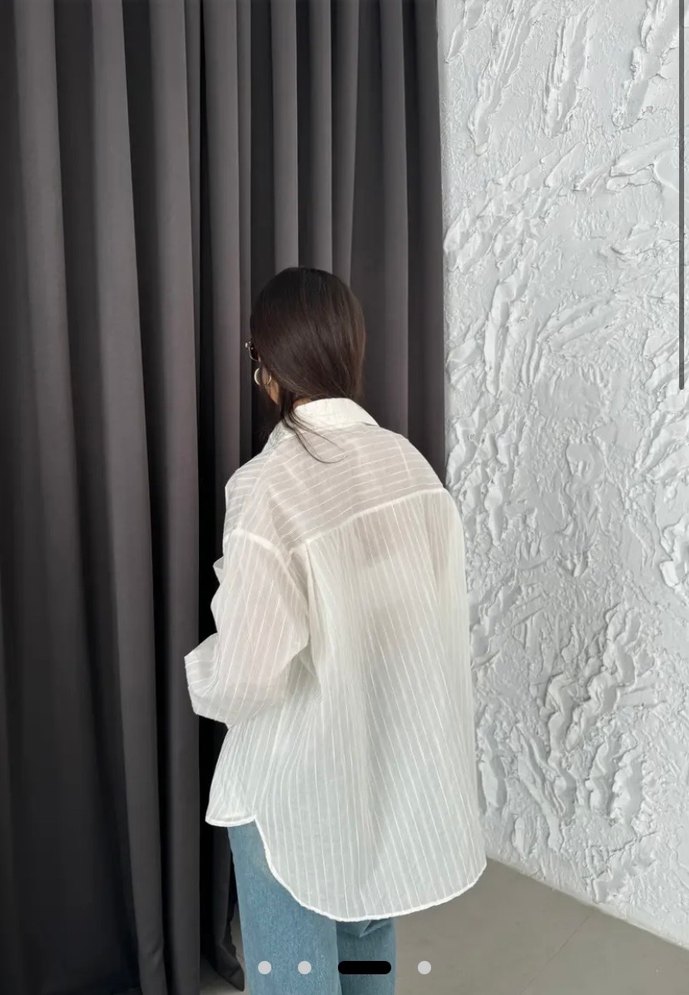 Beyaz Düğmeli Salaş Keten Gömlek - Görsel 2