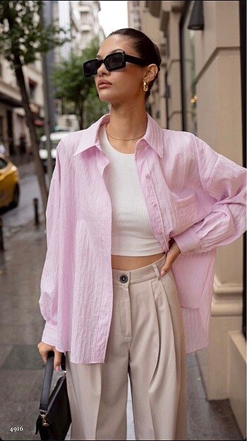 Pembe Oversize Gömlek