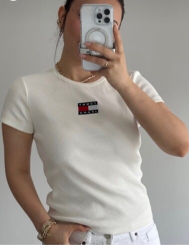 Beyaz Fitilli Tshirt