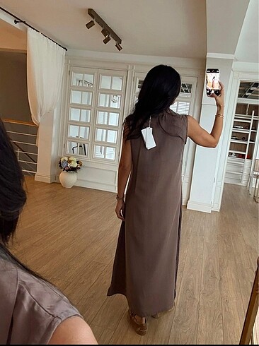 l Beden Polo Yaka Düğmeli Sıfır Kol Elbise