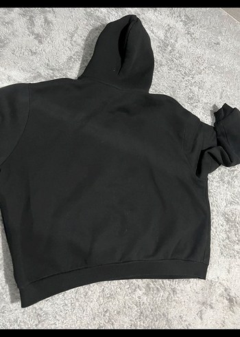 Kafatası Baskılı Siyah Kapüşonlu Sweatshirt - Görsel 5