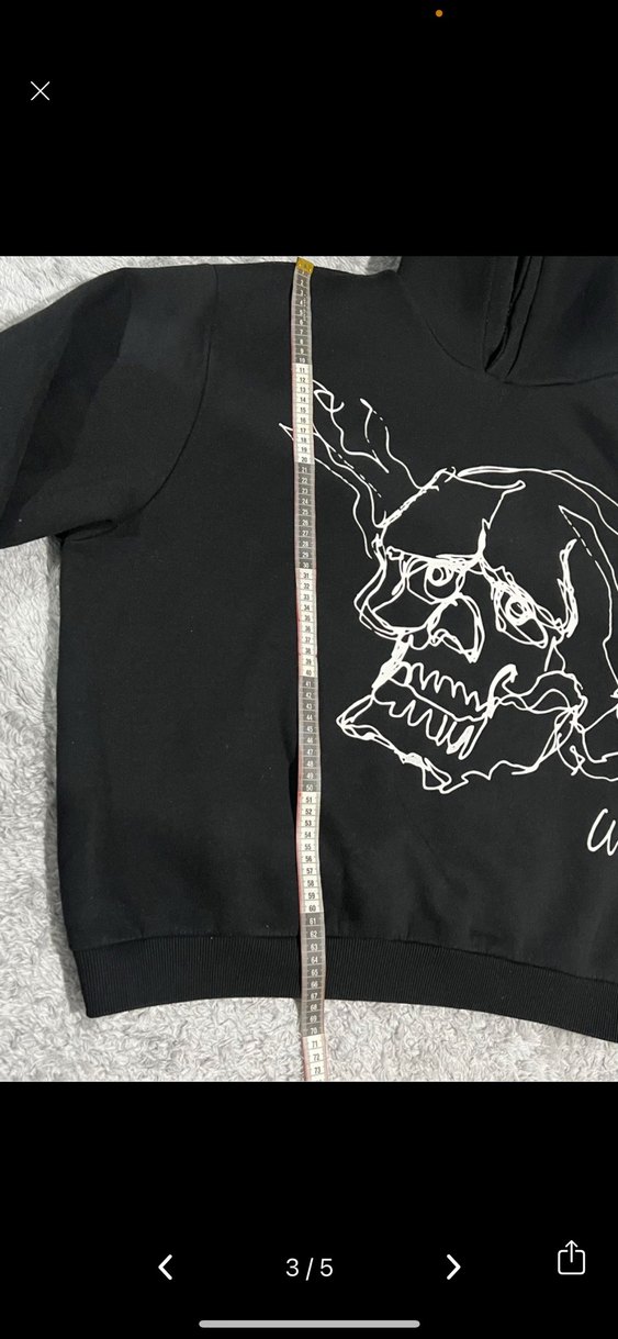 Kafatası Baskılı Siyah Kapüşonlu Sweatshirt - Görsel 3