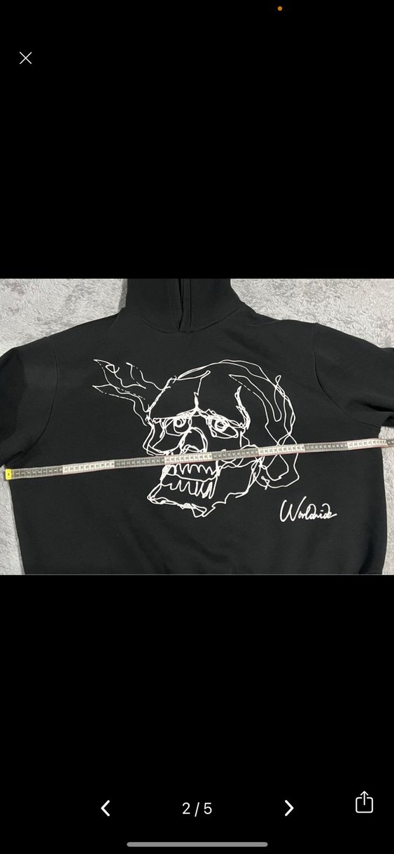 Kafatası Baskılı Siyah Kapüşonlu Sweatshirt - Görsel 2