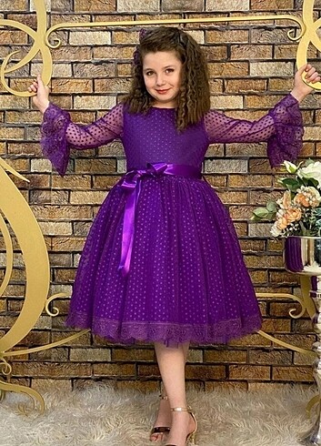 Prenses Model Mor Çocuk Abiye 