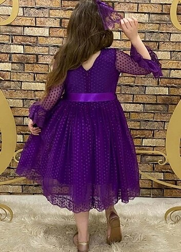 Tasarımcı Prenses Model Mor Çocuk Abiye 