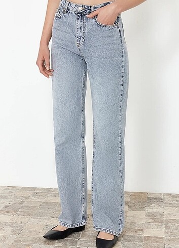 Trendyolmilla Kadın Yüksek Bel Wide Leg Geniş Paça Jean