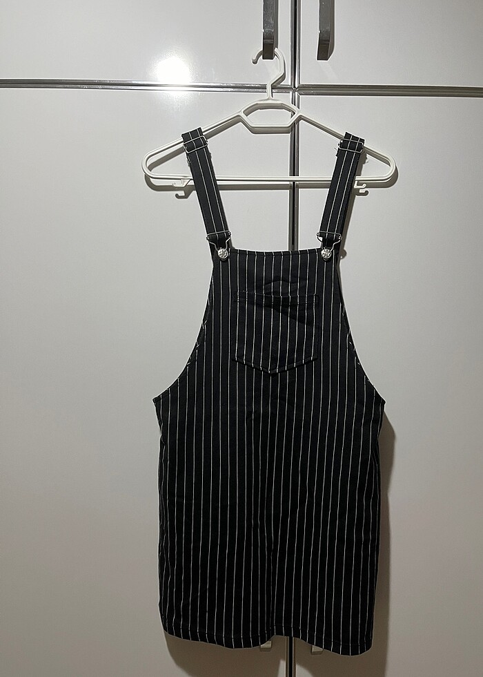 Kadın Mini Salopet çizgili elbise - Görsel 3