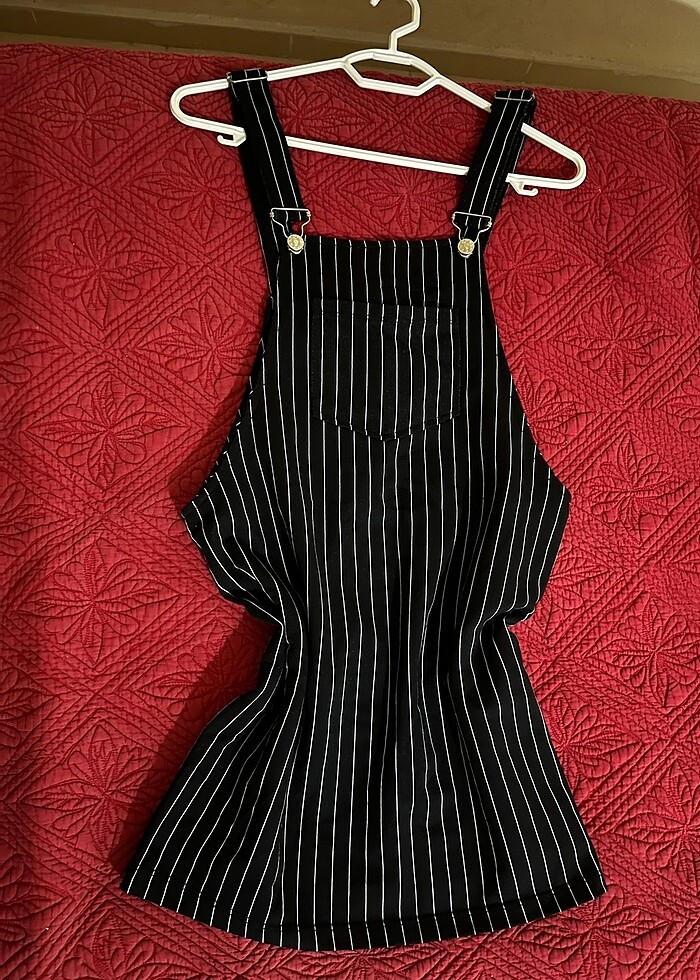 Kadın Mini Salopet çizgili elbise - Görsel 2