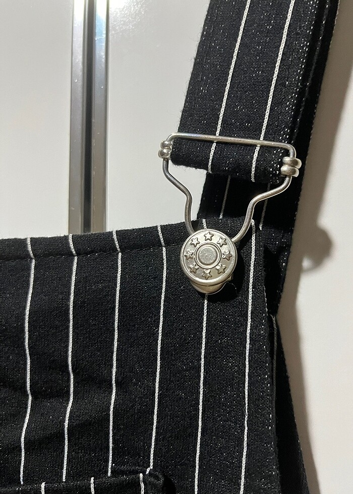 Kadın Mini Salopet çizgili elbise - Görsel 4