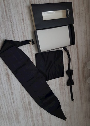 Erkek Siyah Düz Papyon Seti - Görsel 3