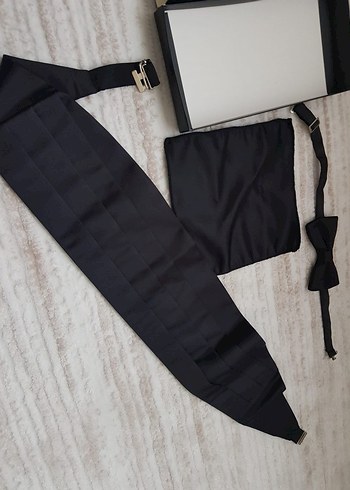 Erkek Siyah Düz Papyon Seti - Görsel 2