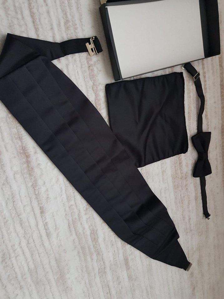 Erkek Siyah Düz Papyon Seti - Görsel 2