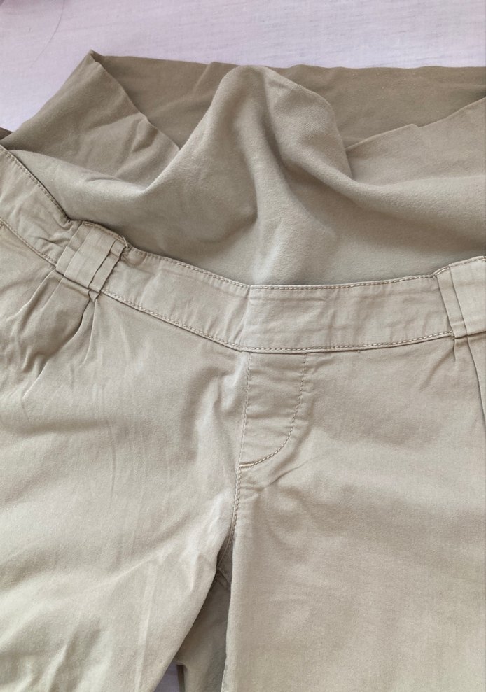 Bej Hamile Keten Mini Şort. - Görsel 4