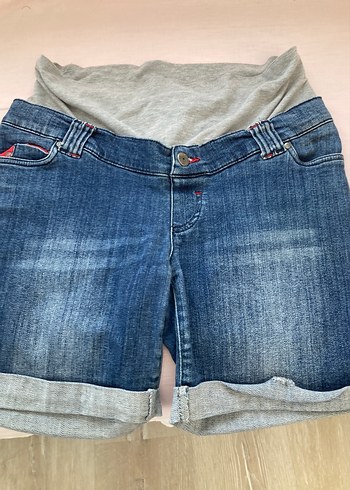 Gri Bel Destekli Hamile Denim Şort