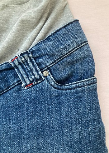 38 Beden Gri Bel Destekli Hamile Denim Şort