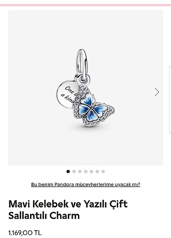 Pandora Sallantılı Kelebek Charm