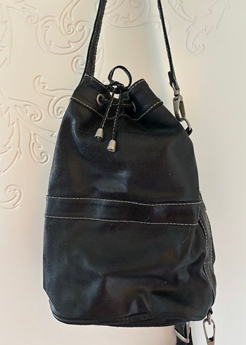 Siyah Deri Kemerli Goth Kadın Çanta - Görsel 2