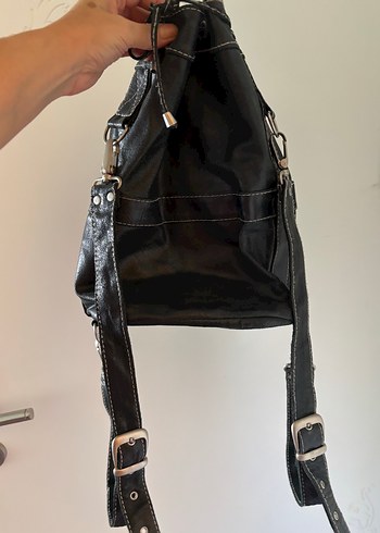 Siyah Deri Kemerli Goth Kadın Çanta - Görsel 3