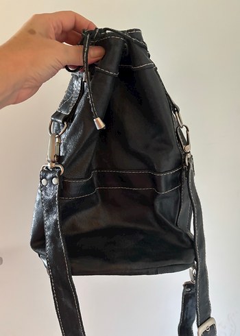 Siyah Deri Kemerli Goth Kadın Çanta - Görsel 4
