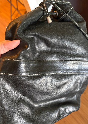 Siyah Deri Kemerli Goth Kadın Çanta - Görsel 6