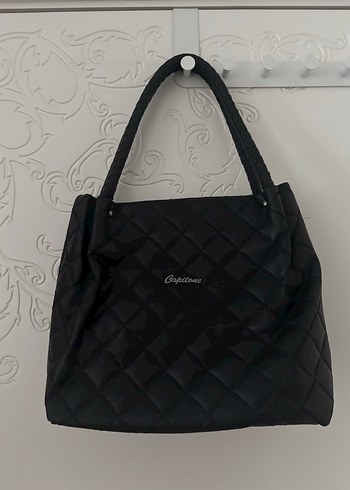 Capitone Siyah Deri Kadın Çanta - Görsel 2