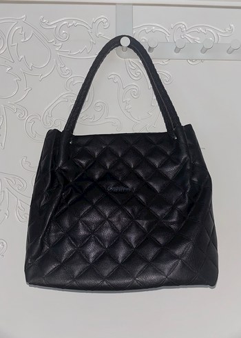 Capitone Siyah Deri Kadın Çanta - Görsel 3