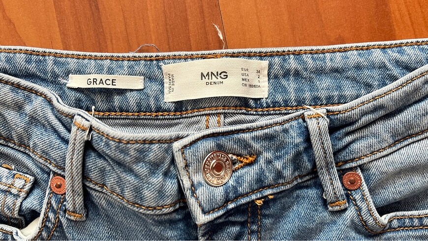 34 Beden mavi Renk Mango straight 34 beden jean