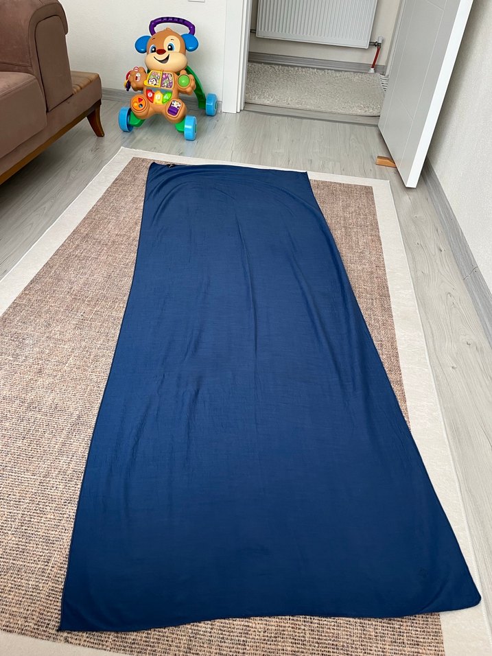 Kadın Mavi Drapeli Bohem Şal - Görsel 2