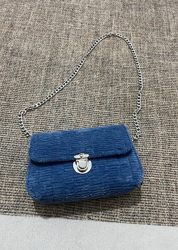 El emeği Tokalı Mavi Denim Kadın Çanta