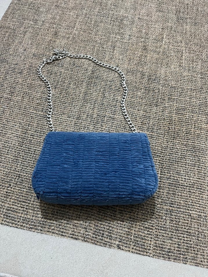 El emeği Tokalı Mavi Denim Kadın Çanta - Görsel 2