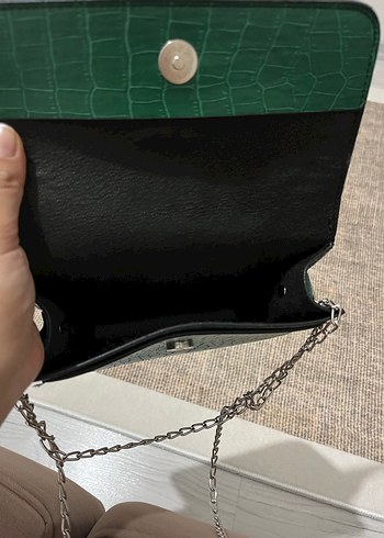 Yeşil Parlak Yılan Derisi Desenli Deri Kadın Çanta - Görsel 5