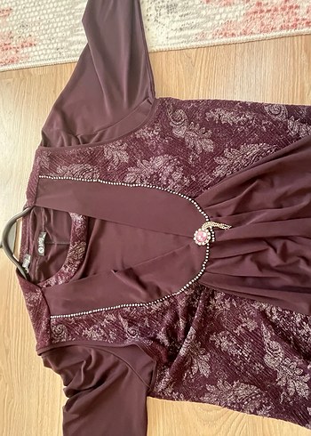 Bordo Uzun Kollu Salaş Kadın tesettür Elbise - Görsel 4