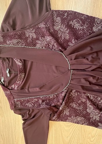 Bordo Uzun Kollu Salaş Kadın tesettür Elbise - Görsel 2