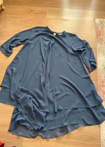 Mavi Uzun Kollu Salaş Kadın tunik - Görsel 3