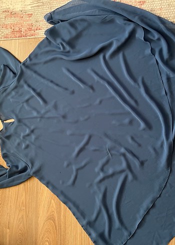 Mavi Uzun Kollu Salaş Kadın tunik - Görsel 2