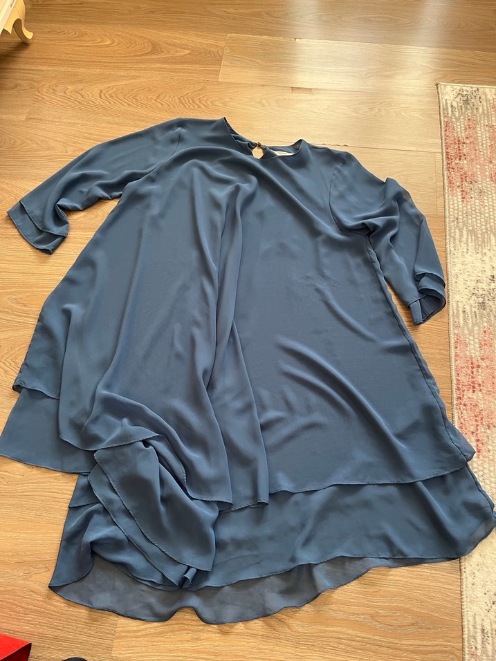 Mavi Uzun Kollu Salaş Kadın tunik - Görsel 3