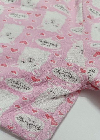 xl Beden pembe Renk Pembe - Beyaz lama desenli şirin pijama