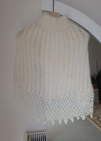 Çocuk Beyaz Örgü Bohem Şal - Görsel 2