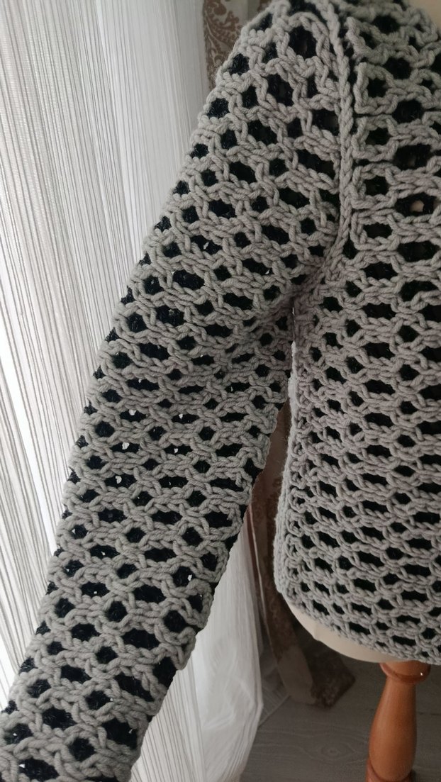 Gri Örgü Kadın Ceket - Görsel 5