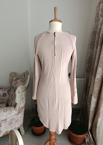 Pudra Kadın Uzun Kollu Triko Elbise - Görsel 2