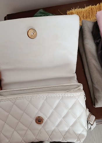 Beyaz Deri Kadın Omuz Çantası - Görsel 2