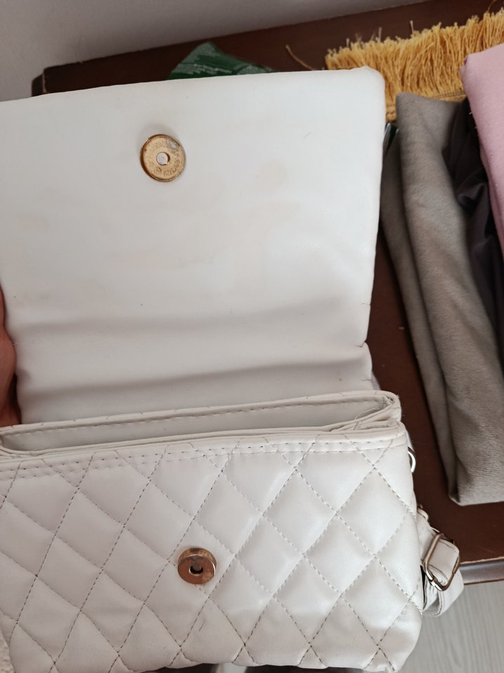 Beyaz Deri Kadın Omuz Çantası - Görsel 2