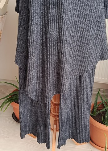 Füme Triko Uzun Kollu Fitilli Elbise - Görsel 4