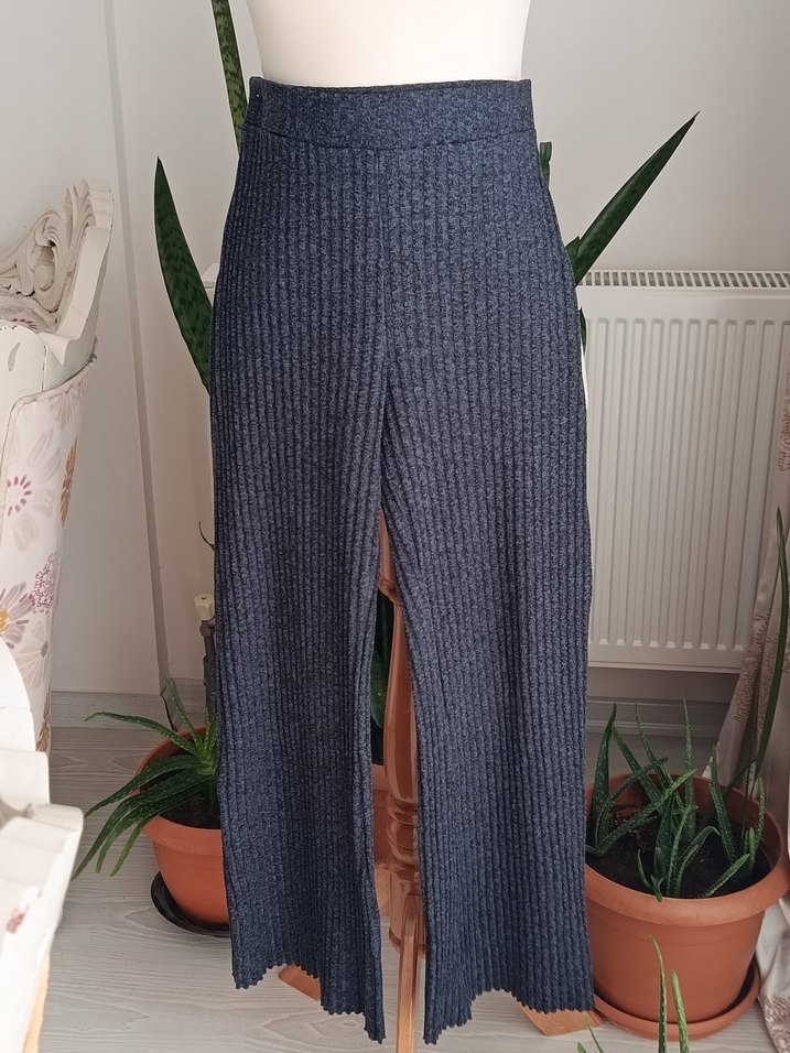 Füme Triko Uzun Kollu Fitilli Elbise - Görsel 3