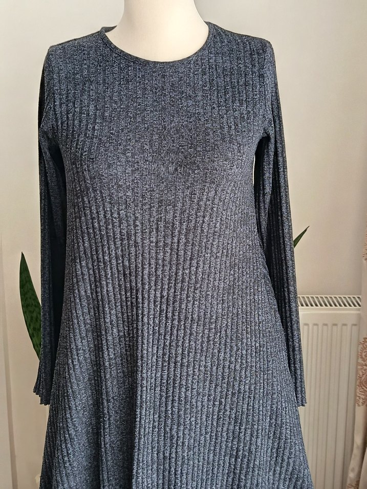 Füme Triko Uzun Kollu Fitilli Elbise - Görsel 2