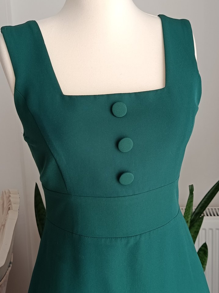 Klasik Vintage Yeşil Uzun Elbise - Görsel 2