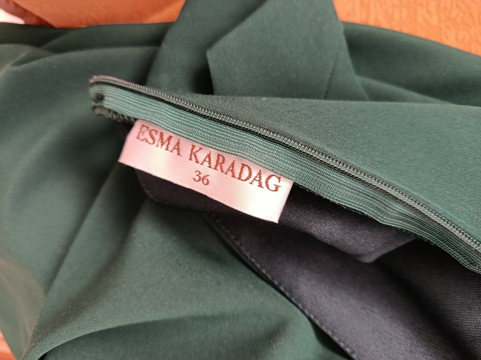 Klasik Vintage Yeşil Uzun Elbise - Görsel 3