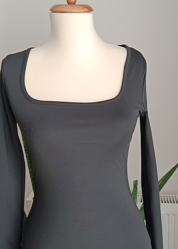 Siyah Uzun Kollu Drapeli Kadın Elbise - Görsel 2