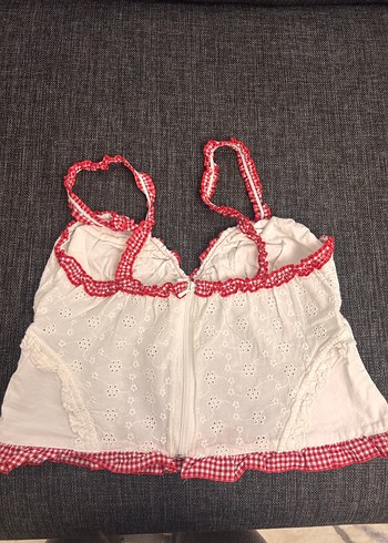 Nakışlı Beyaz Bohem Mini Büstiyer - Görsel 3